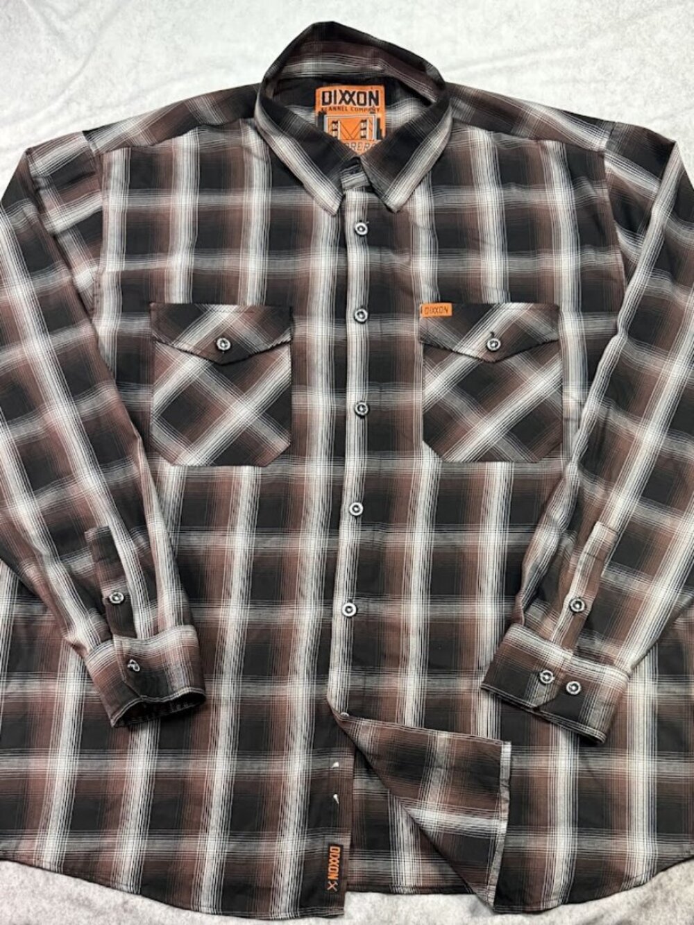 Dixxon Flannel Guerrero Black and Brown Plaid L/S Button Bamboo Blend Mens 3XL